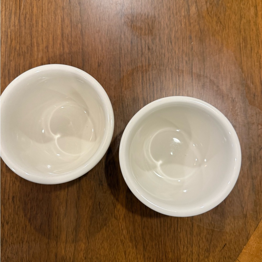 Vintage White Ceramic Ramekins - Set of 2